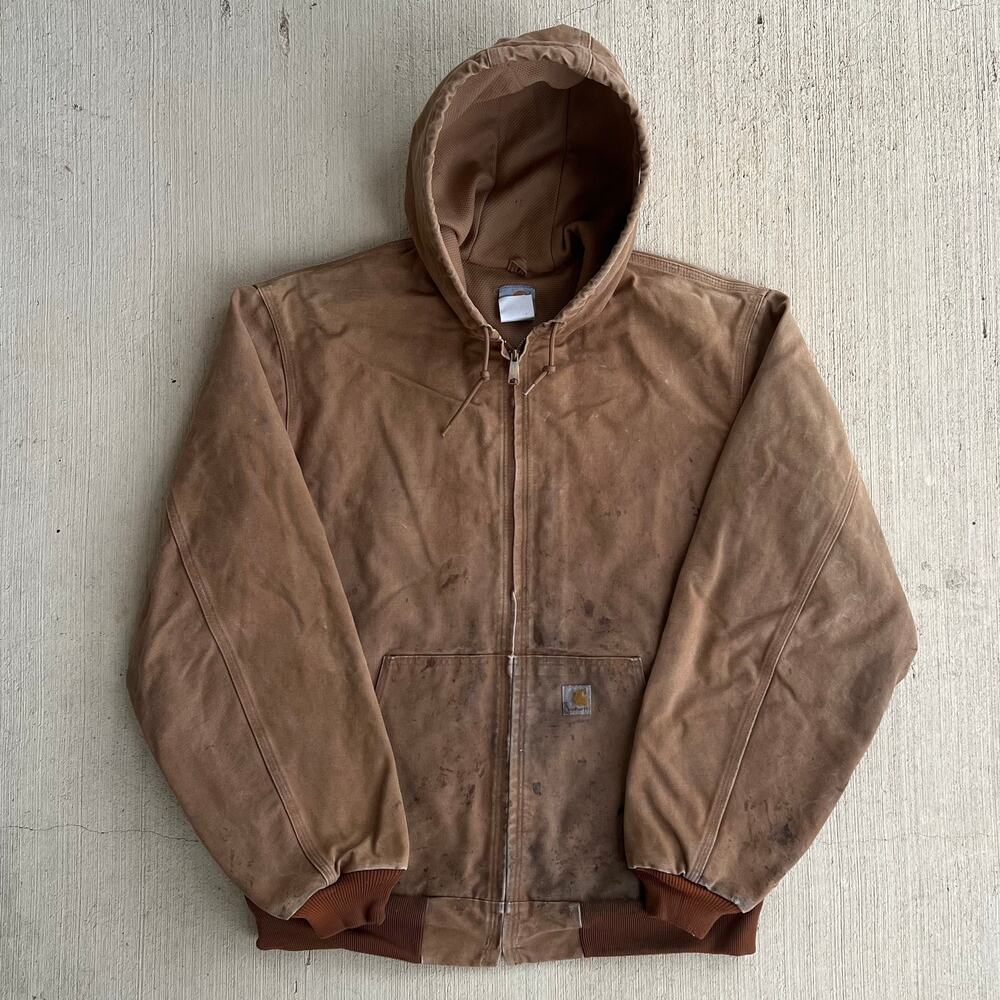 Carhartt brown hooded work wear jacket